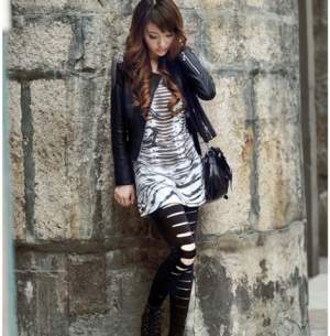 Korean Metal Chain Shoulder Board Embellished Zipper Coats Black Korean Metal Chain Shoulder Board Embellished Zipper Coats Black