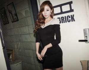 Sweet Style Color Matching Slim Dress Black Sweet Style Color Matching Slim Dress Black