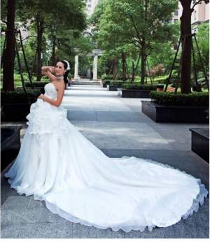Charming Sequin Embellished Off-Shoulder Wedding Dress White Charming Sequin Embellished Off-Shoulder Wedding Dress White