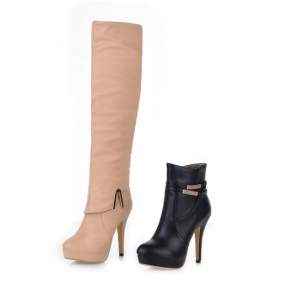 Casual Vogue Dual Wear Metal Embellished High-heeled Adjustable Boots Casual Vogue Dual Wear Metal Embellished High-heeled Adjustable Boots