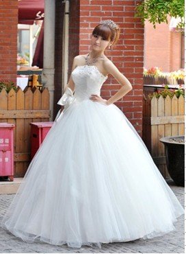 Side Bowknot Embellished Big Hem Bride Dress Side Bowknot Embellished Big Hem Bride Dress