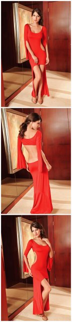 ong Back Gown Red