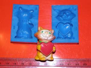 Силиконовый молд Кошечка с сердечком 3D Силиконовый молд Кошечка с сердечком 3D