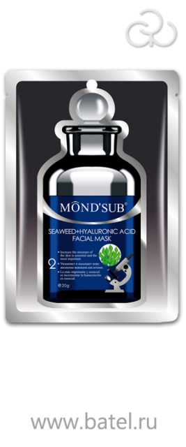MONDSUB. Маска тканевая для лица с морскими водорослями и гиалуроновой кислотой MONDSUB. Маска тканевая для лица с морскими водорослями и гиалуроновой кислотой