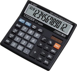 Калькулятор Citizen CT-555 N 12 разр.,2-е питание,Check&Correct