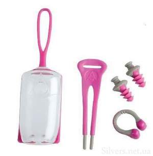 Комплект для басейну зажим для носа та беруші Aqua Sphere рожево-сірий (202480)