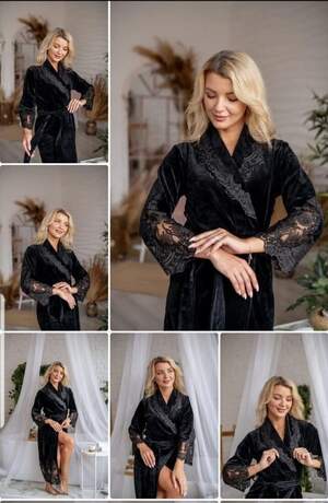 Халат жіночий довгий Nusa 0383 Syah