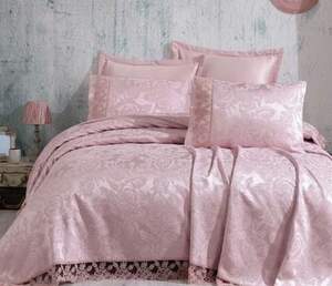 Жакардне покривало на ліжко Gardine's Helen Пудра (240х260)