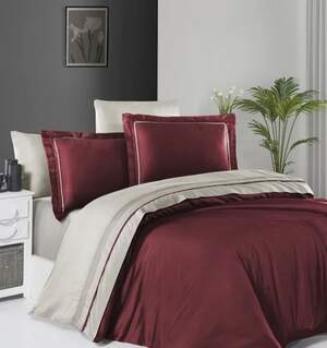Постільна білизна First Choice Deluxe Satin Serenity Dark Red & Beige