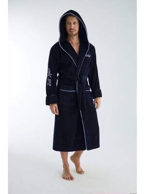 Чоловічий махровий халат з капюшоном довгий Nusa 1340