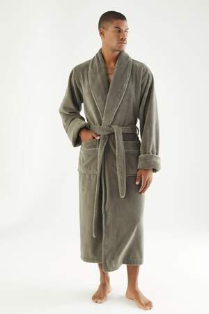 Чоловічий махровий халат довгий Nusa 7235 Haki