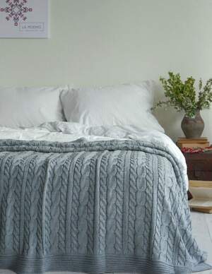 В'язане покривало LA MODNO Genova Green Gray 220х240