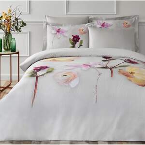 Постільна білизна сатин TIVOLYO HOME Floris gri євро розмір