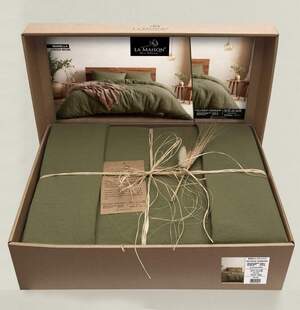 Постільна білизна бавовна La Maison Stonewashed 200 х 220 см Mariella Green Muse